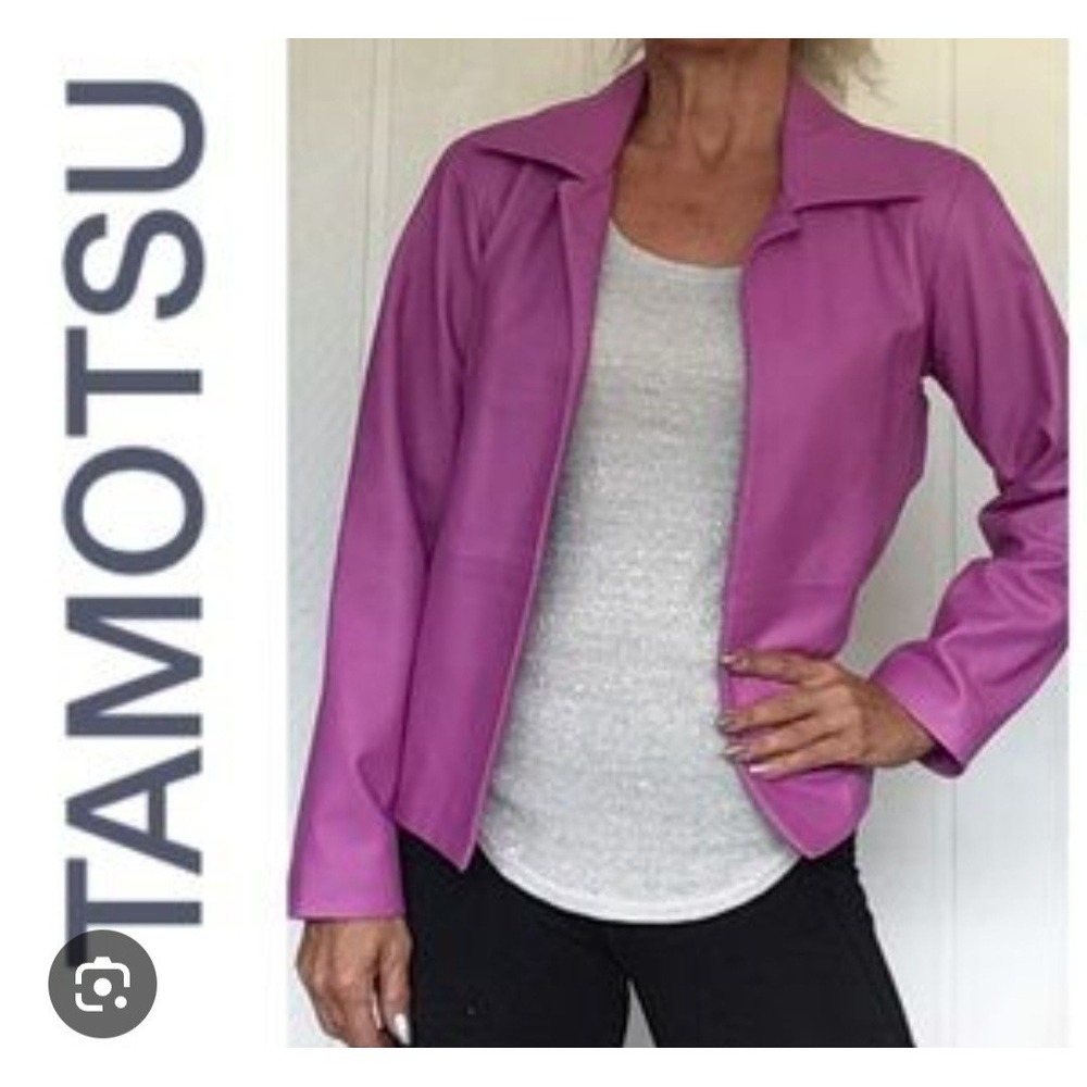 Tamotsu New York Pink Genuine Leather Jacket Women's‎ 4 Blazer Style Barbiecore